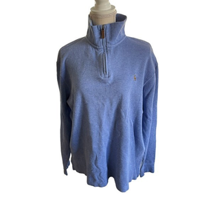 Polo Ralph Lauren Estate Rib Blue Quarter‎ Zip Sweater Size L
